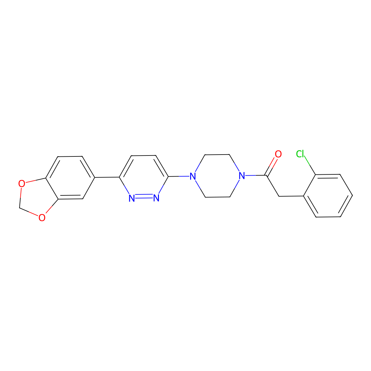1-(4-(6-(Benzo[d][1,3]dioxol-5-yl)pyridazin-3-yl)piperazin-1-yl)-2-(2-chlorophenyl)ethanone molecular structure, CAS 1049311-25-2