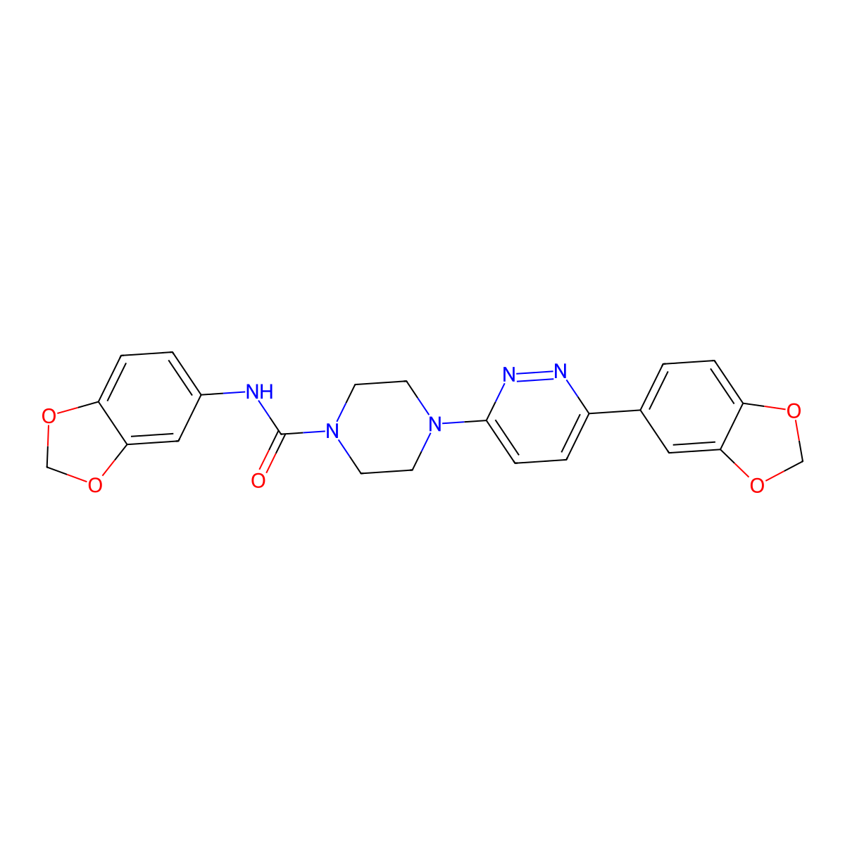 N-(benzo[d][1,3]dioxol-5-yl)-4-(6-(benzo[d][1,3]dioxol-5-yl)pyridazin-3-yl)piperazine-1-carboxamide molecular structure, CAS 1049313-70-3