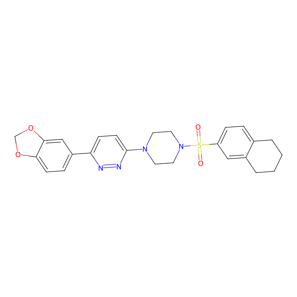 3-(Benzo[d][1,3]dioxol-5-yl)-6-(4-((5,6,7,8-tetrahydronaphthalen-2-yl)sulfonyl)piperazin-1-yl)pyridazine molecular structure, CAS 1049322-65-7