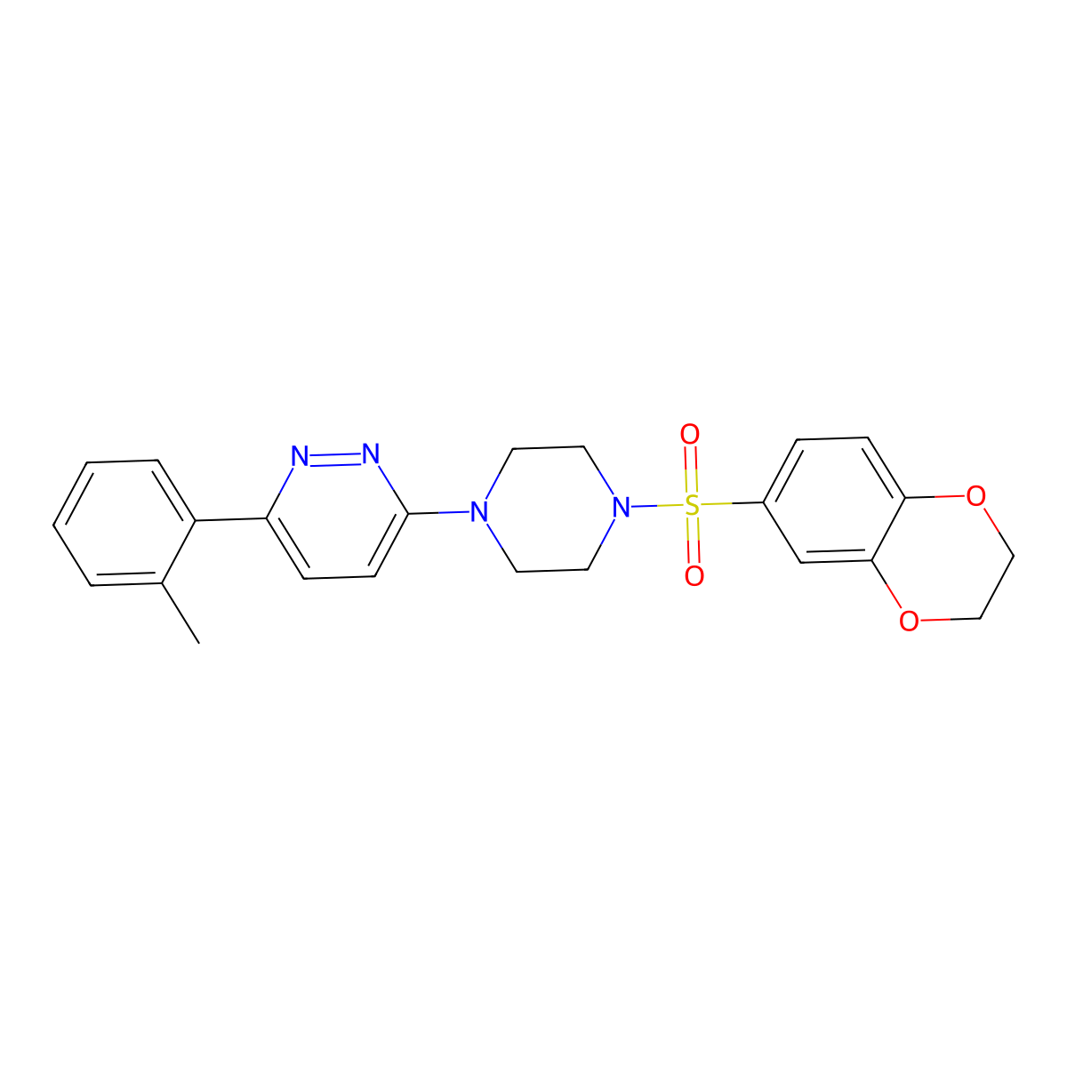 3-(4-((2,3-Dihydrobenzo[b][1,4]dioxin-6-yl)sulfonyl)piperazin-1-yl)-6-(o-tolyl)pyridazine molecular structure, CAS 1049324-01-7