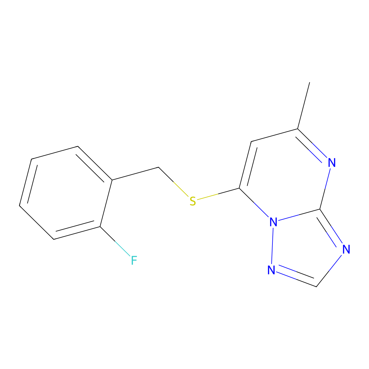 7-[(2-Fluorobenzyl)sulfanyl]-5-methyl[1,2,4]triazolo[1,5-a]pyrimidine molecular structure, CAS 104933-51-9