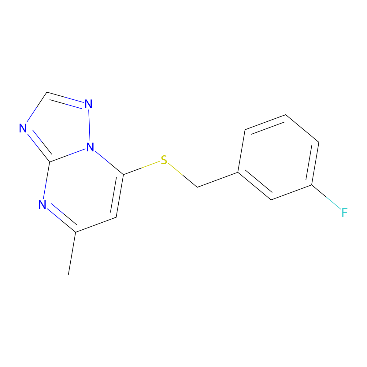 7-[(3-Fluorobenzyl)sulfanyl]-5-methyl[1,2,4]triazolo[1,5-a]pyrimidine molecular structure, CAS 104933-52-0