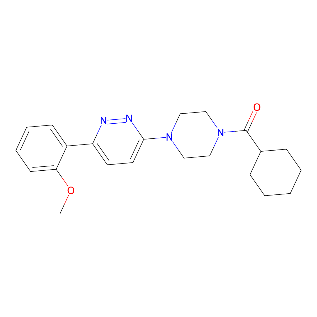 3-(4-Cyclohexanecarbonylpiperazin-1-yl)-6-(2-methoxyphenyl)pyridazine molecular structure, CAS 1049336-00-6