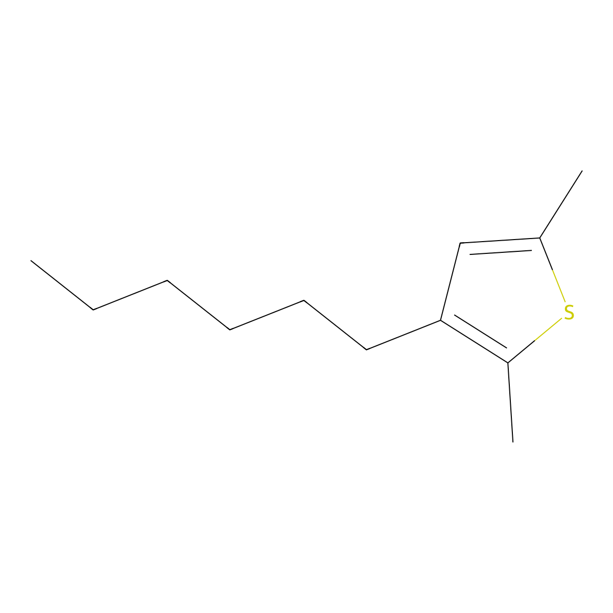 3-Hexyl-2,5-dimethylthiophene molecular structure, CAS 104934-50-1