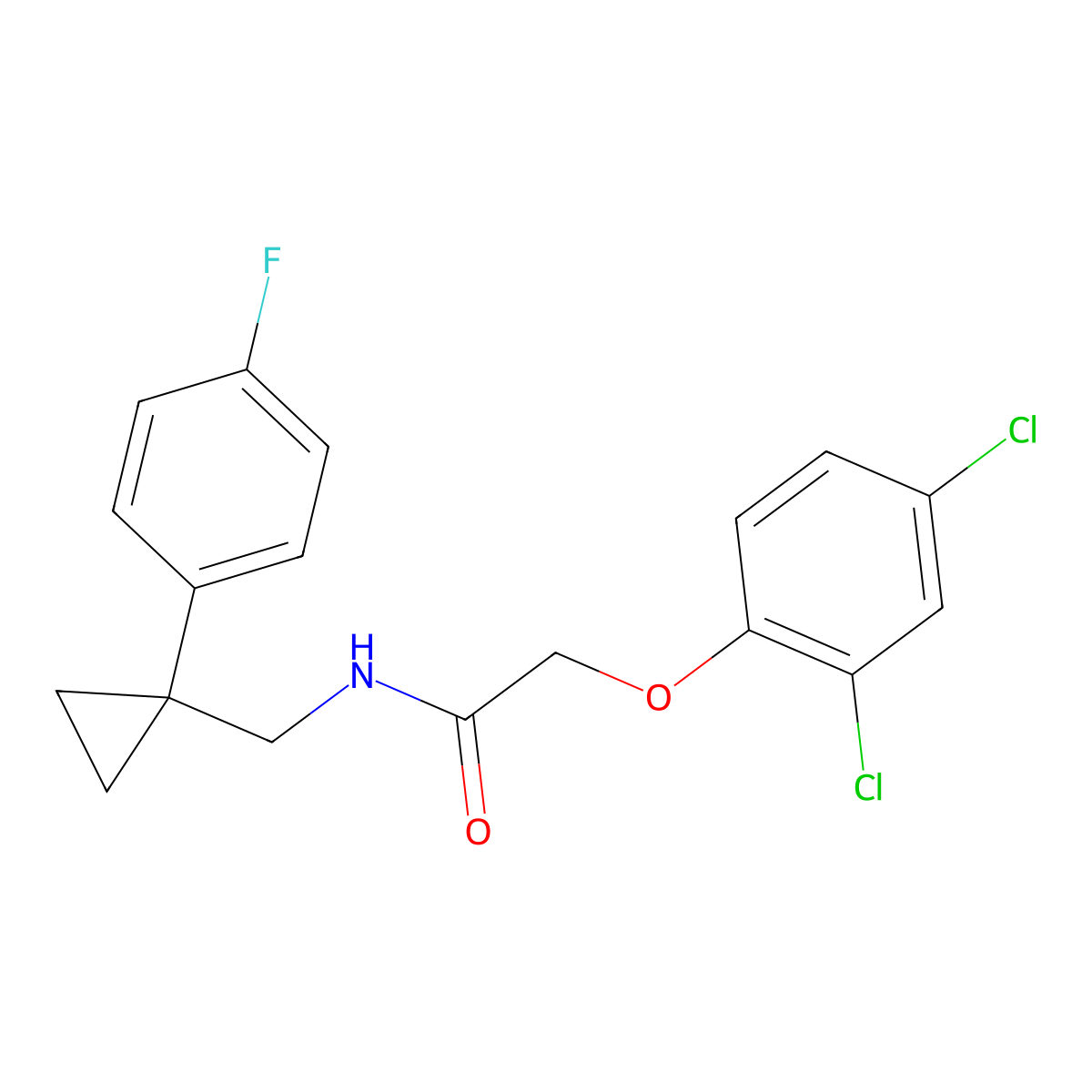 2-(2,4-dichlorophenoxy)-N-((1-(4-fluorophenyl)cyclopropyl)methyl)acetamide molecular structure, CAS 1049340-82-0