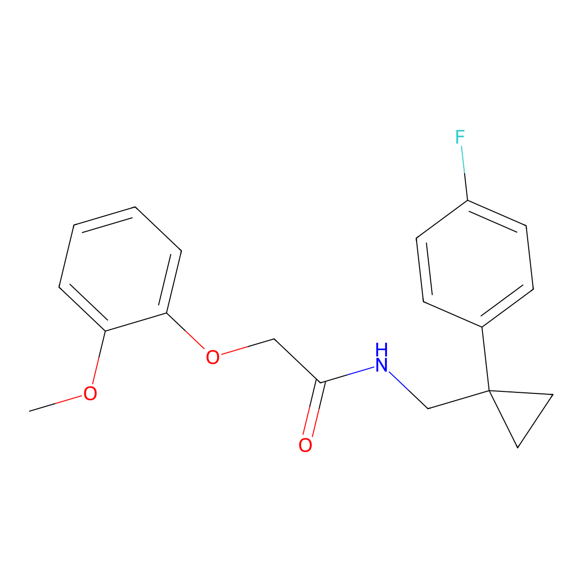 N-((1-(4-fluorophenyl)cyclopropyl)methyl)-2-(2-methoxyphenoxy)acetamide molecular structure, CAS 1049341-10-7