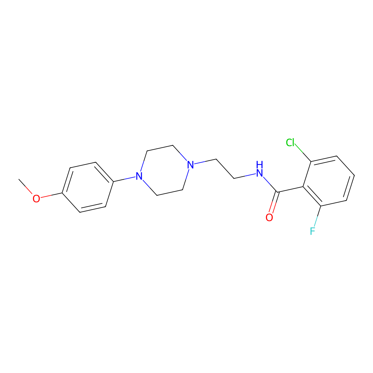 2-chloro-6-fluoro-N-(2-(4-(4-methoxyphenyl)piperazin-1-yl)ethyl)benzamide molecular structure, CAS 1049344-06-0