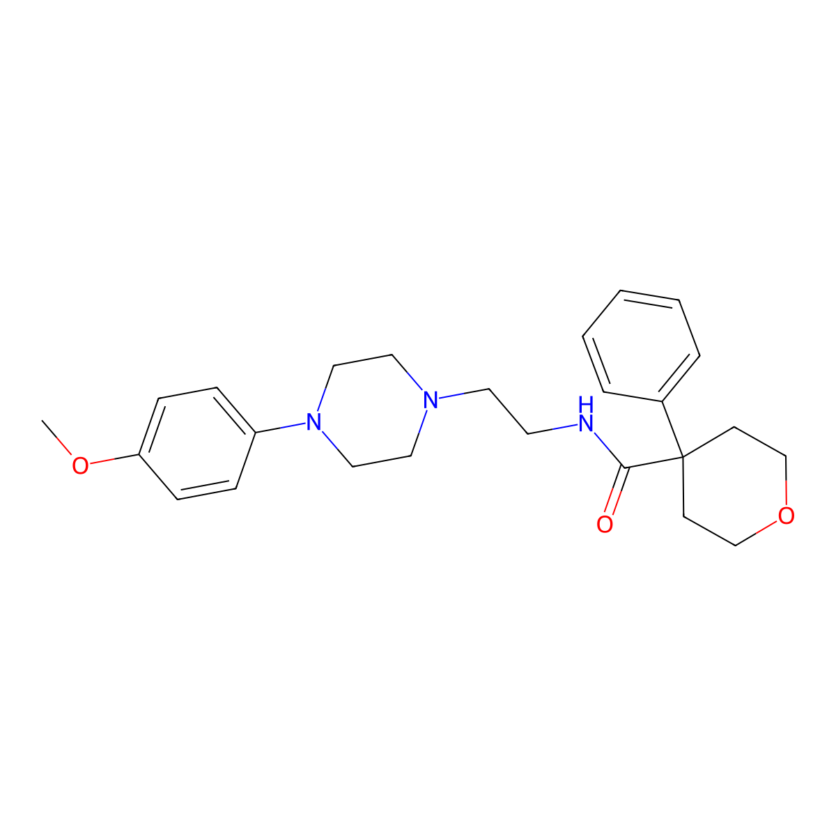 N-(2-(4-(4-methoxyphenyl)piperazin-1-yl)ethyl)-4-phenyltetrahydro-2H-pyran-4-carboxamide molecular structure, CAS 1049345-52-9