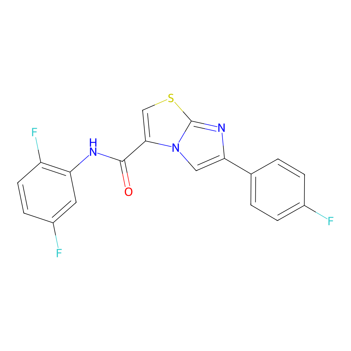 N-(2,5-difluorophenyl)-6-(4-fluorophenyl)imidazo[2,1-b]thiazole-3-carboxamide molecular structure, CAS 1049346-89-5