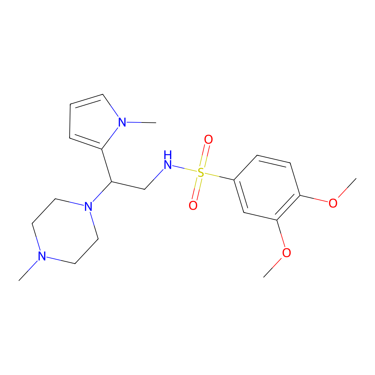 3,4-dimethoxy-N-(2-(1-methyl-1H-pyrrol-2-yl)-2-(4-methylpiperazin-1-yl)ethyl)benzenesulfonamide molecular structure, CAS 1049348-57-3