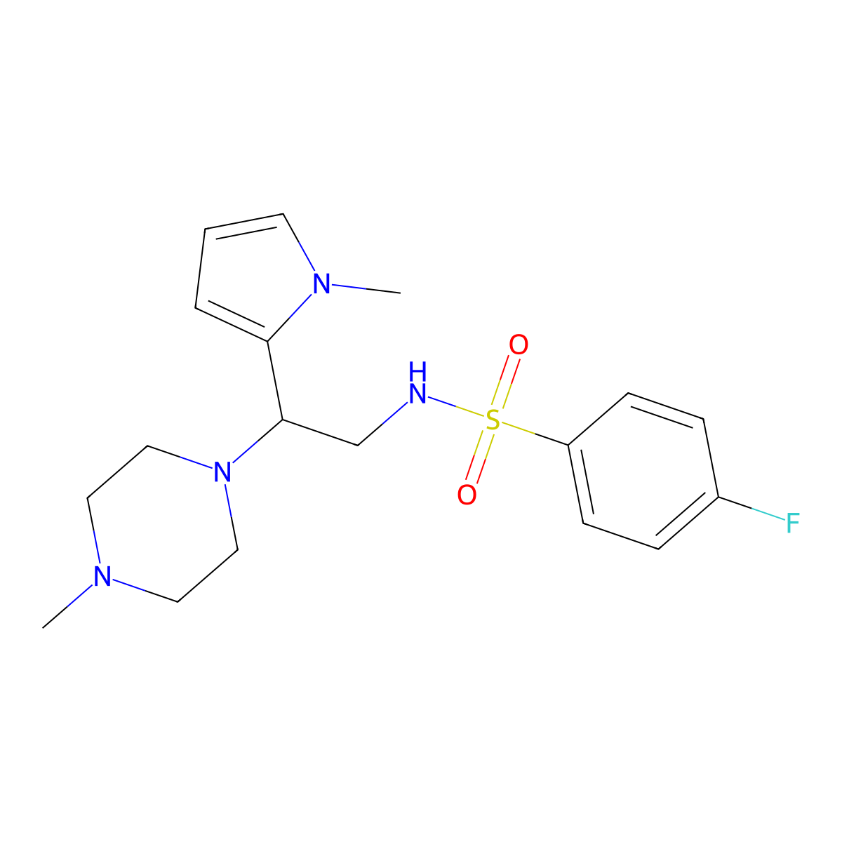 4-fluoro-N-(2-(1-methyl-1H-pyrrol-2-yl)-2-(4-methylpiperazin-1-yl)ethyl)benzenesulfonamide molecular structure, CAS 1049348-64-2