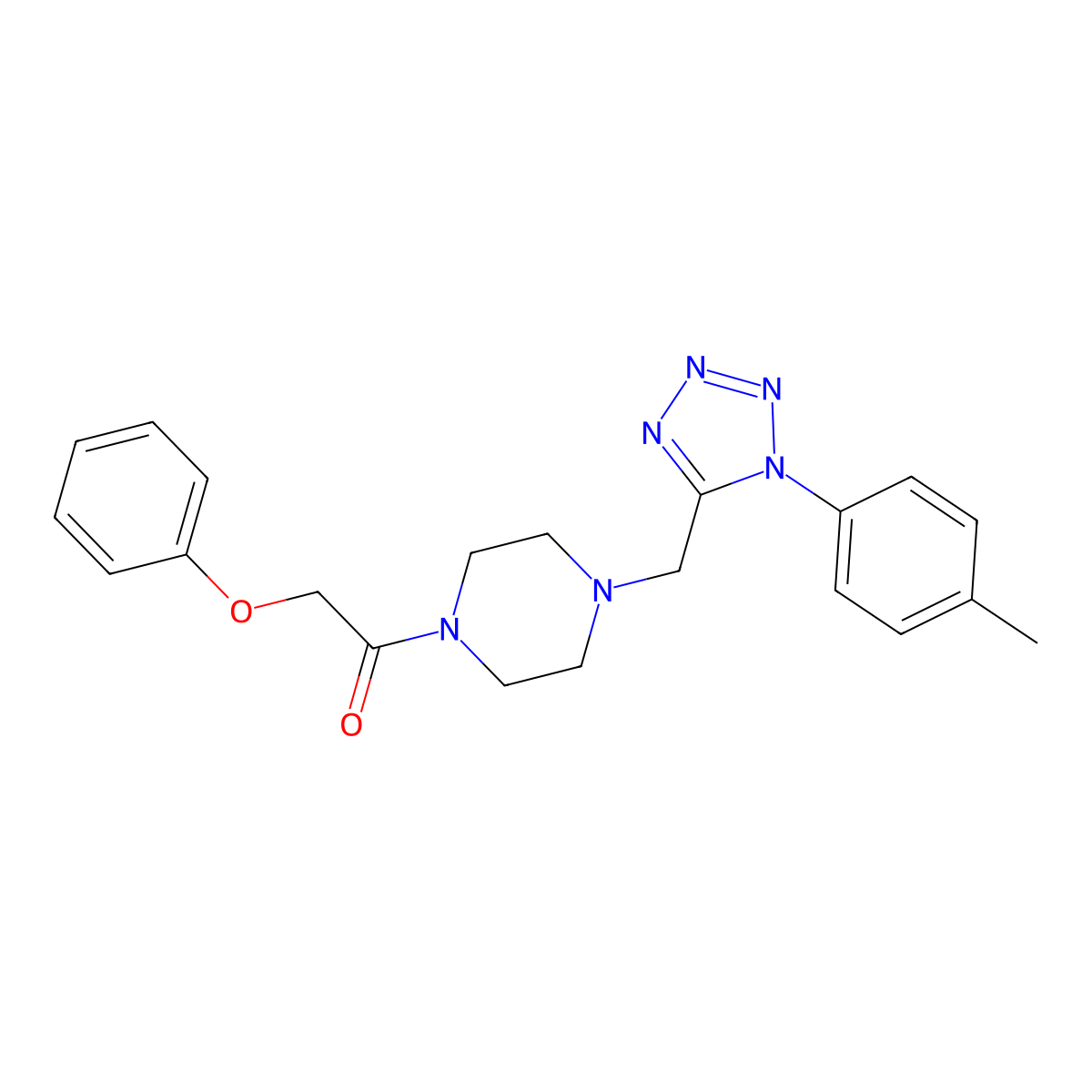 2-phenoxy-1-(4-((1-(p-tolyl)-1H-tetrazol-5-yl)methyl)piperazin-1-yl)ethanone molecular structure, CAS 1049349-15-6