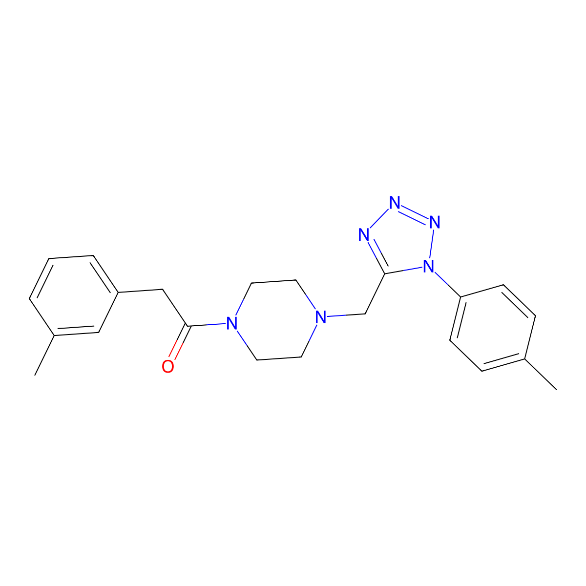 2-(m-tolyl)-1-(4-((1-(p-tolyl)-1H-tetrazol-5-yl)methyl)piperazin-1-yl)ethanone molecular structure, CAS 1049349-47-4