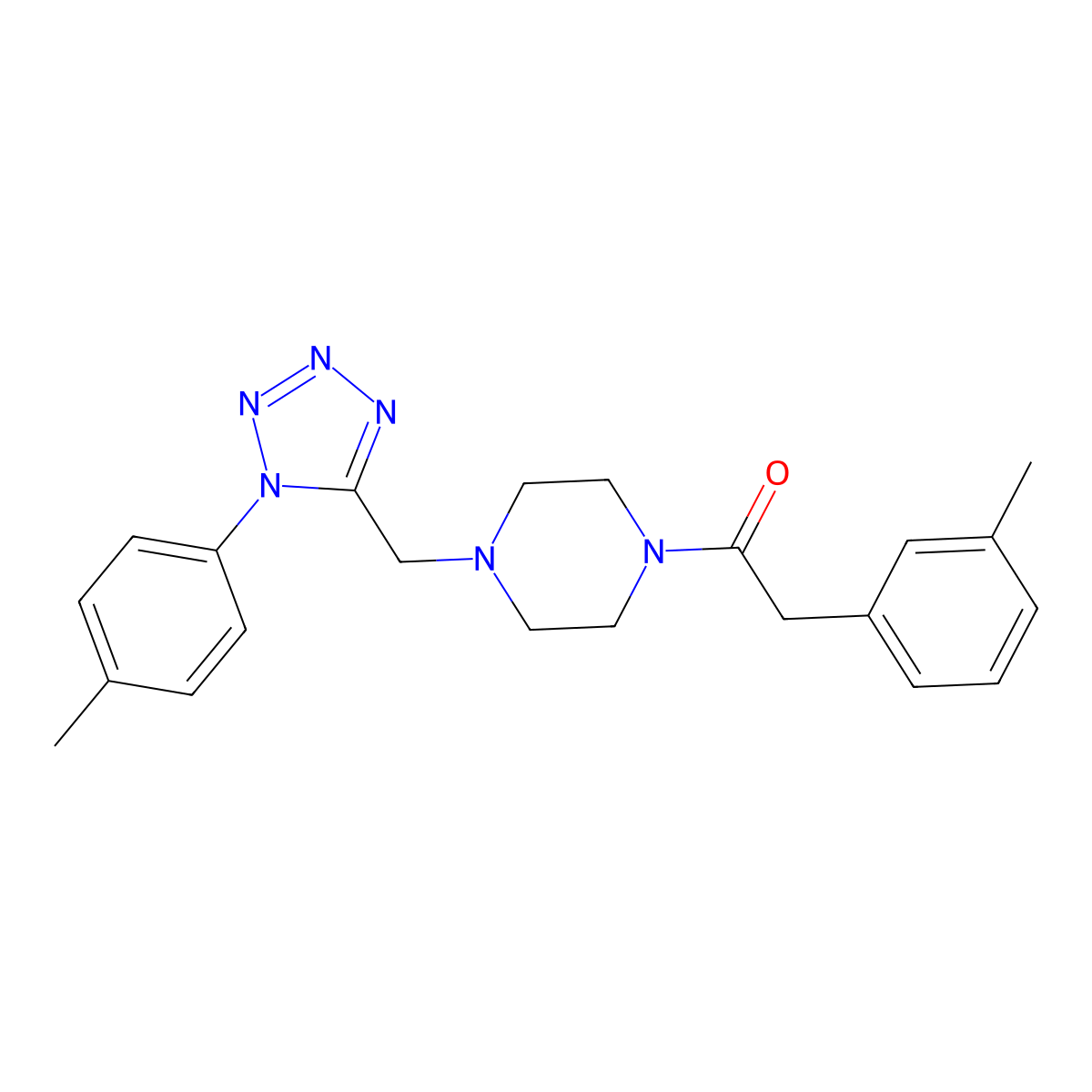 2-(m-tolyl)-1-(4-((1-(p-tolyl)-1H-tetrazol-5-yl)methyl)piperazin-1-yl)ethanone molecular structure, CAS 1049349-47-4