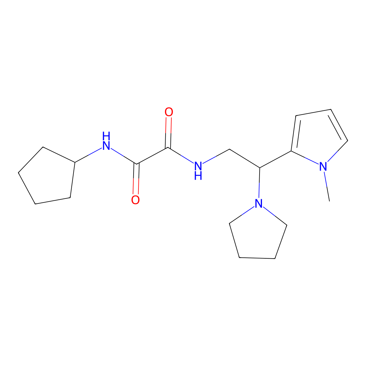 N1-cyclopentyl-N2-(2-(1-methyl-1H-pyrrol-2-yl)-2-(pyrrolidin-1-yl)ethyl)oxalamide molecular structure, CAS 1049349-57-6