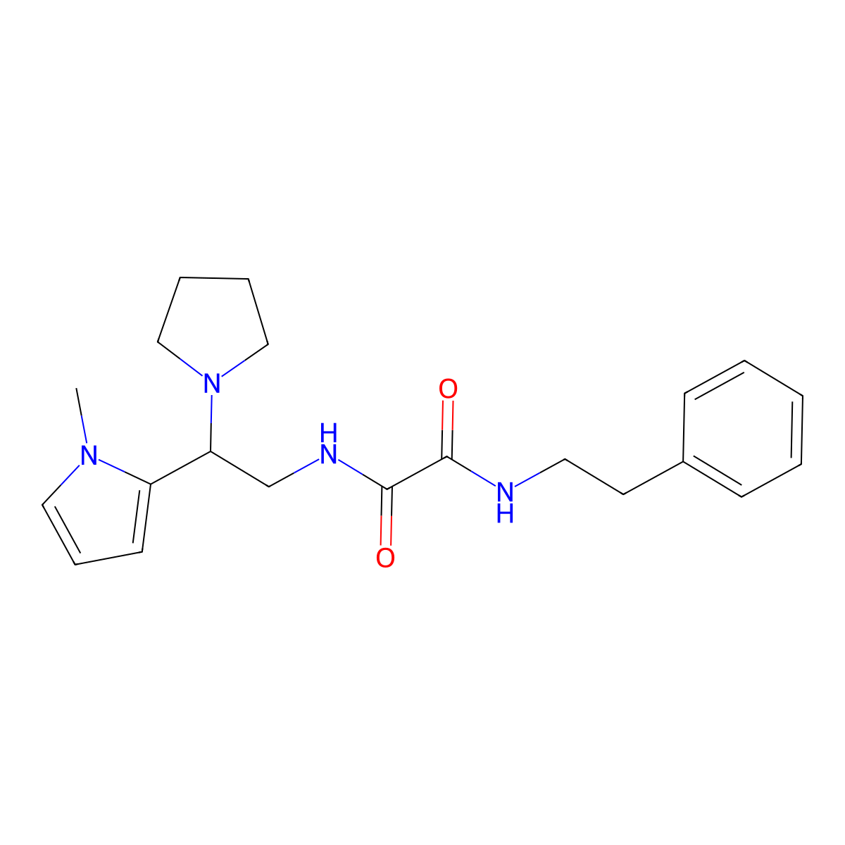 N1-(2-(1-methyl-1H-pyrrol-2-yl)-2-(pyrrolidin-1-yl)ethyl)-N2-phenethyloxalamide molecular structure, CAS 1049350-22-2