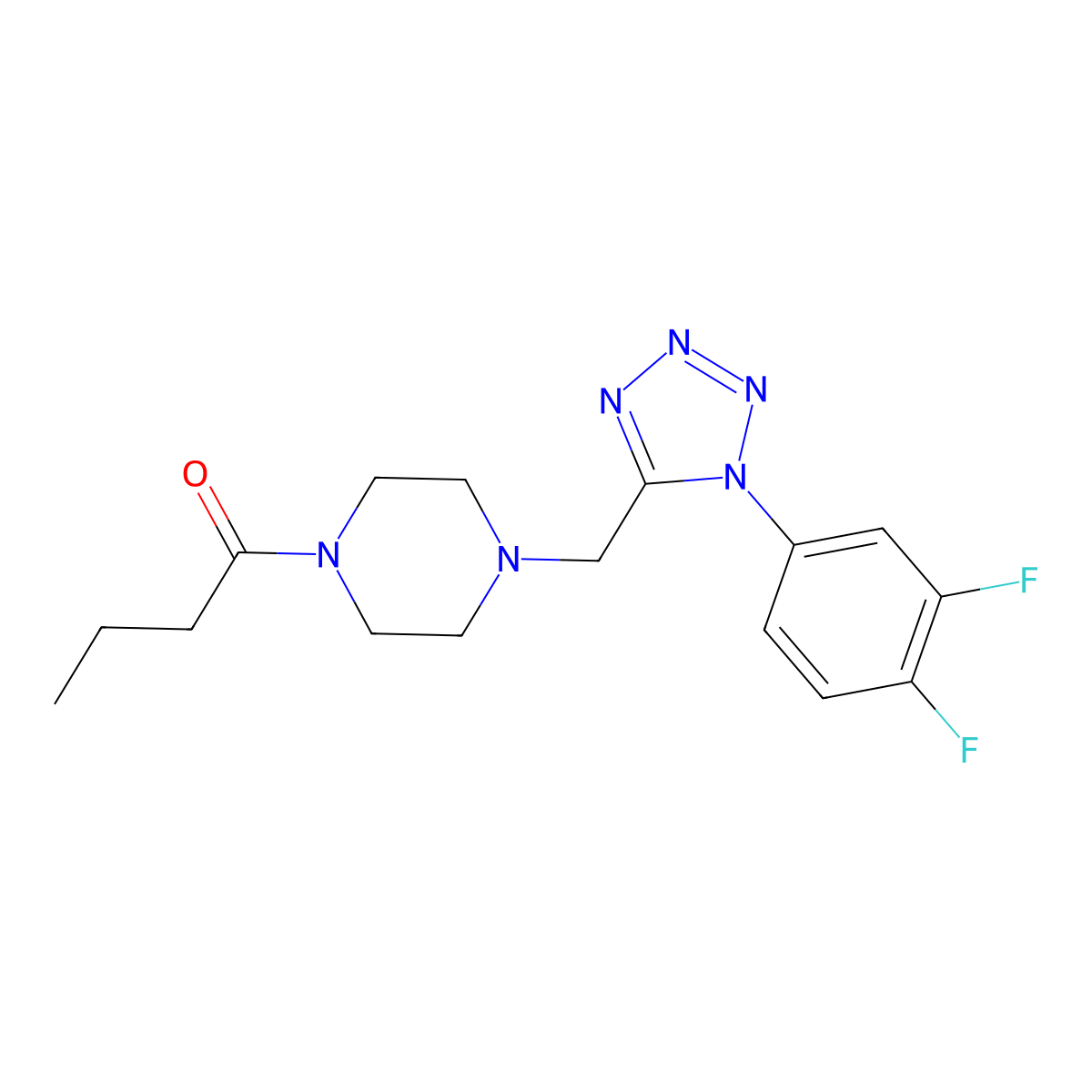 1-(4-((1-(3,4-difluorophenyl)-1H-tetrazol-5-yl)methyl)piperazin-1-yl)butan-1-one molecular structure, CAS 1049350-44-8