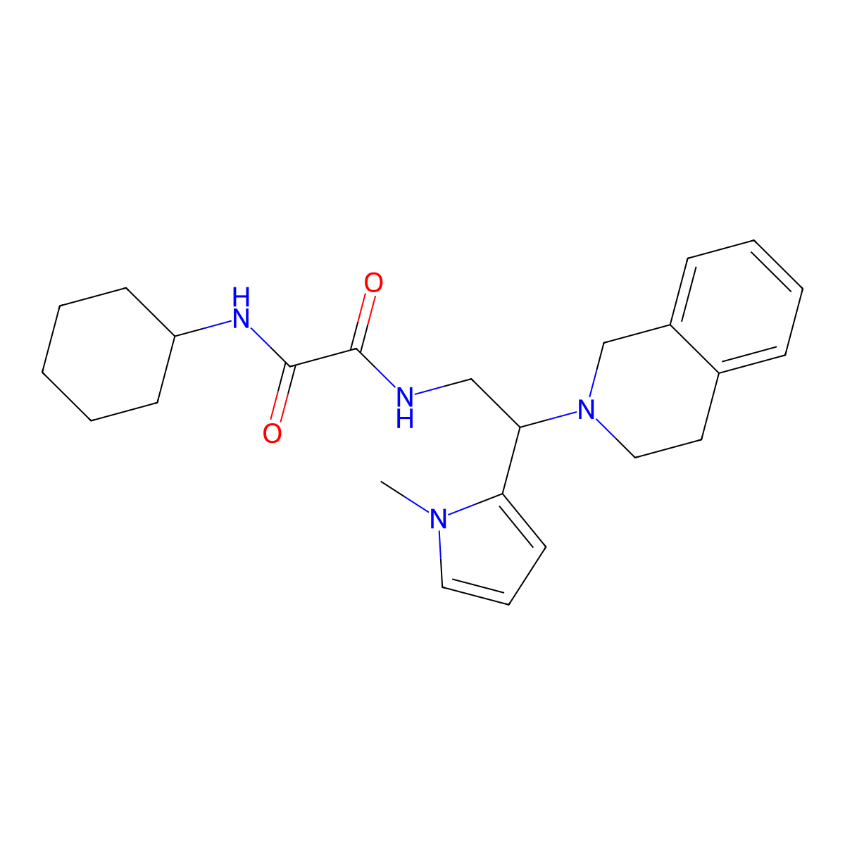 N1-cyclohexyl-N2-(2-(3,4-dihydroisoquinolin-2(1H)-yl)-2-(1-methyl-1H-pyrrol-2-yl)ethyl)oxalamide molecular structure, CAS 1049351-02-1