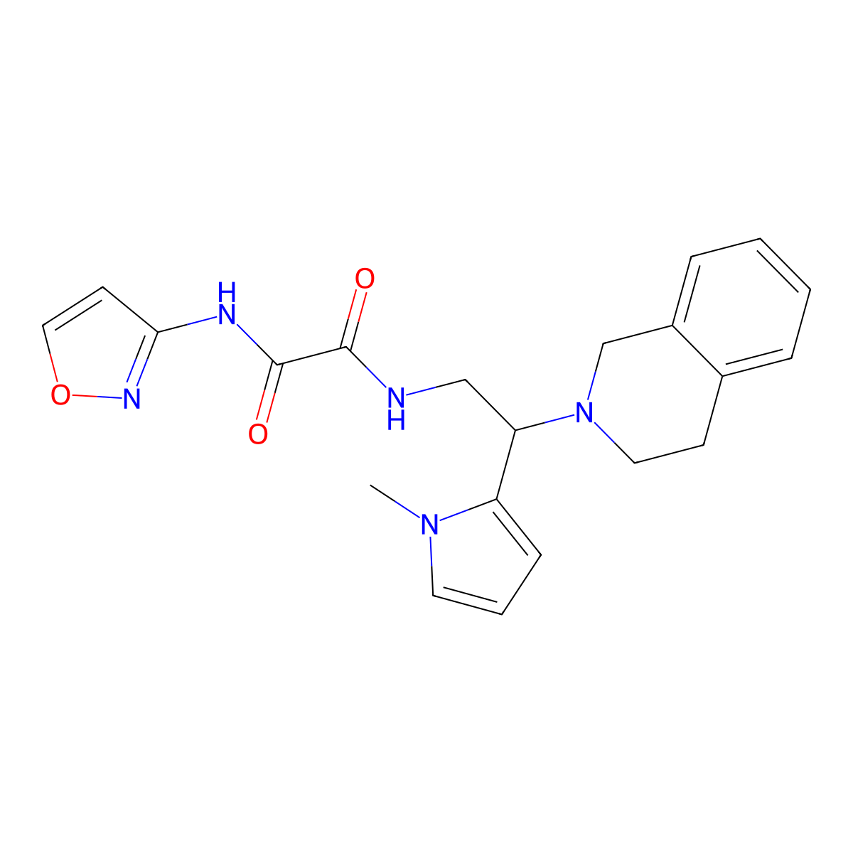 N'-[2-(1-methyl-1H-pyrrol-2-yl)-2-(1,2,3,4-tetrahydroisoquinolin-2-yl)ethyl]-N-(1,2-oxazol-3-yl)ethanediamide molecular structure, CAS 1049351-14-5