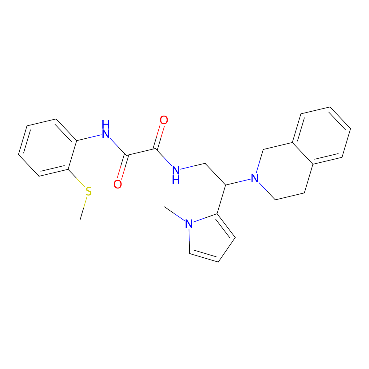 N1-(2-(3,4-dihydroisoquinolin-2(1H)-yl)-2-(1-methyl-1H-pyrrol-2-yl)ethyl)-N2-(2-(methylthio)phenyl)oxalamide molecular structure, CAS 1049351-32-7