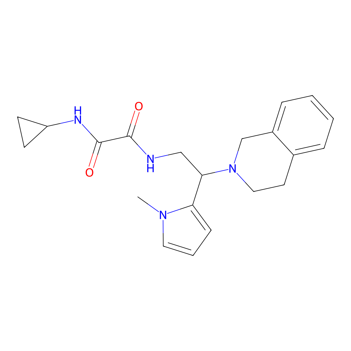 N1-cyclopropyl-N2-(2-(3,4-dihydroisoquinolin-2(1H)-yl)-2-(1-methyl-1H-pyrrol-2-yl)ethyl)oxalamide molecular structure, CAS 1049351-95-2