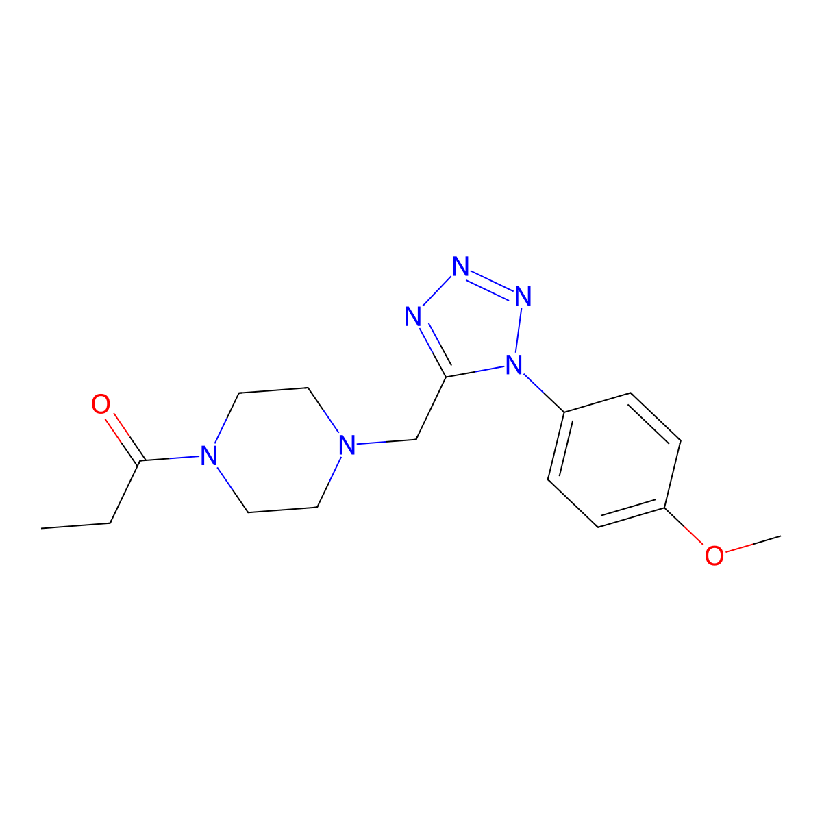 1-(4-((1-(4-methoxyphenyl)-1H-tetrazol-5-yl)methyl)piperazin-1-yl)propan-1-one molecular structure, CAS 1049353-20-9
