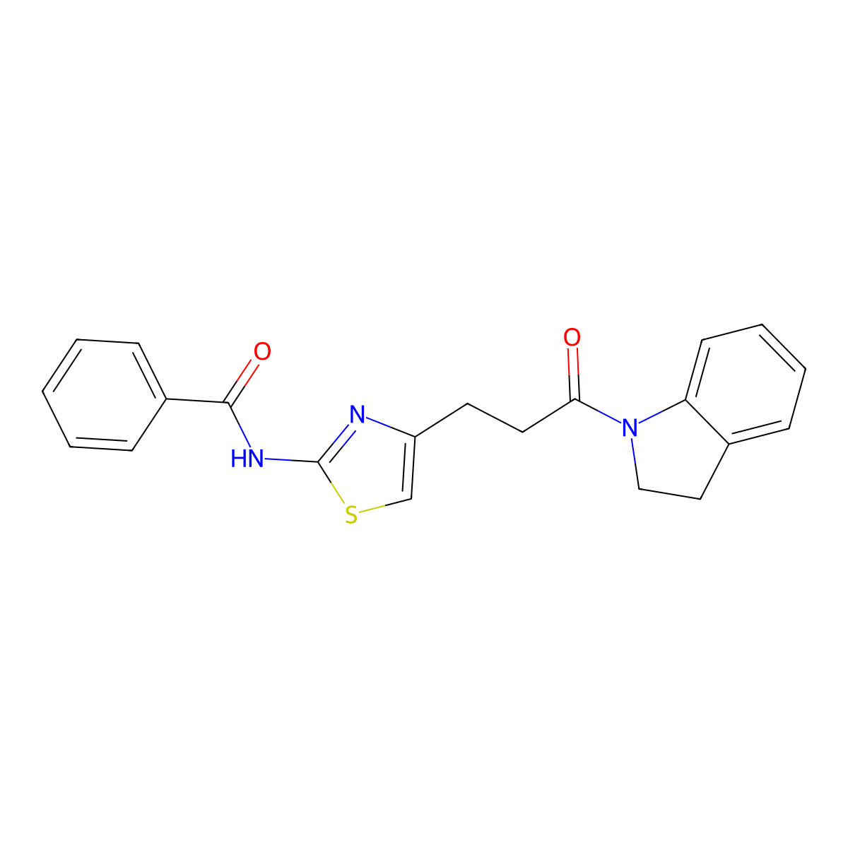 N-(4-(3-(indolin-1-yl)-3-oxopropyl)thiazol-2-yl)benzamide molecular structure, CAS 1049353-72-1