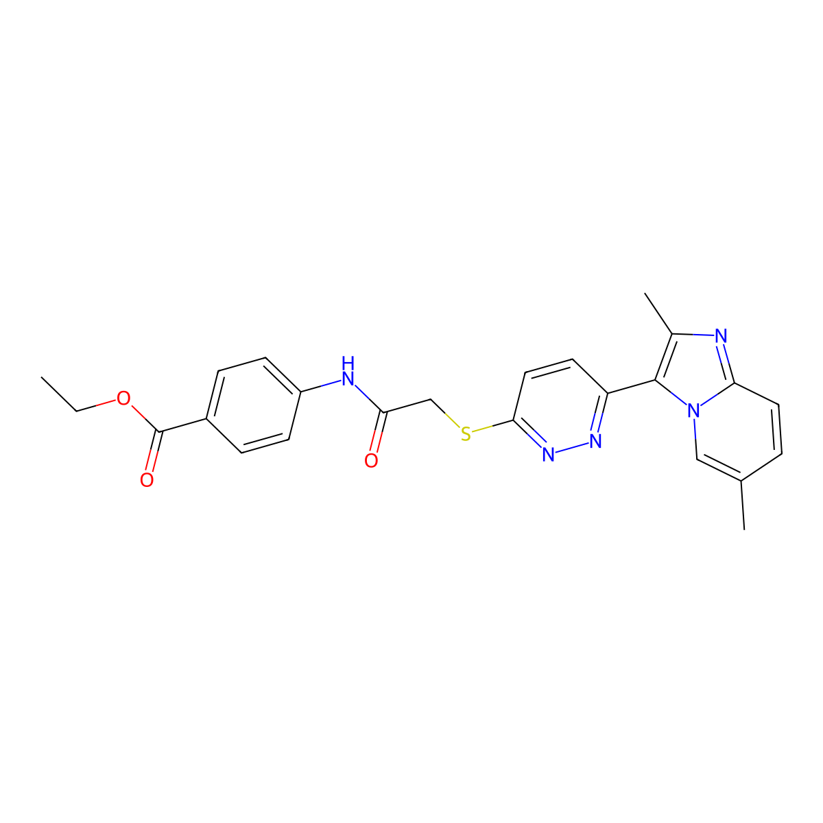 Ethyl 4-{2-[(6-{2,6-dimethylimidazo[1,2-a]pyridin-3-yl}pyridazin-3-yl)sulfanyl]acetamido}benzoate molecular structure, CAS 1049356-21-9