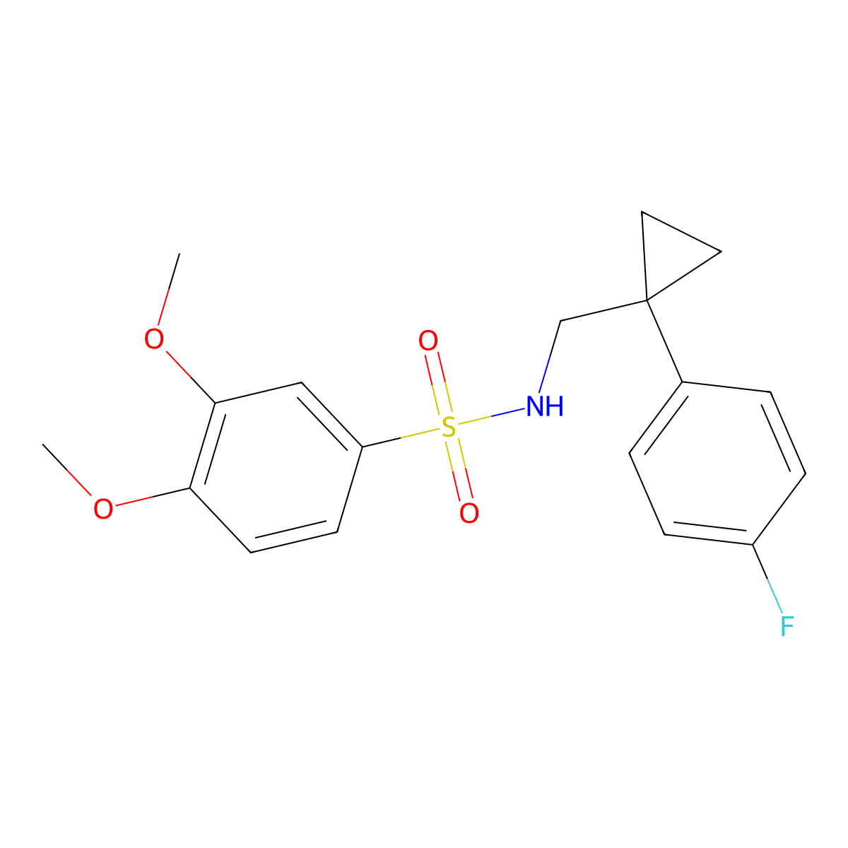 N-((1-(4-fluorophenyl)cyclopropyl)methyl)-3,4-dimethoxybenzenesulfonamide molecular structure, CAS 1049357-80-3