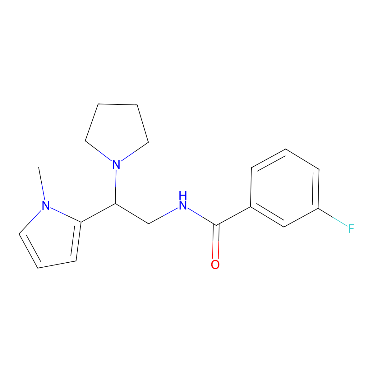 3-fluoro-N-[2-(1-methyl-1H-pyrrol-2-yl)-2-(pyrrolidin-1-yl)ethyl]benzamide molecular structure, CAS 1049357-99-4