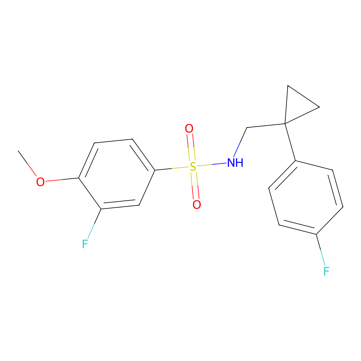 3-fluoro-N-((1-(4-fluorophenyl)cyclopropyl)methyl)-4-methoxybenzenesulfonamide molecular structure, CAS 1049358-09-9