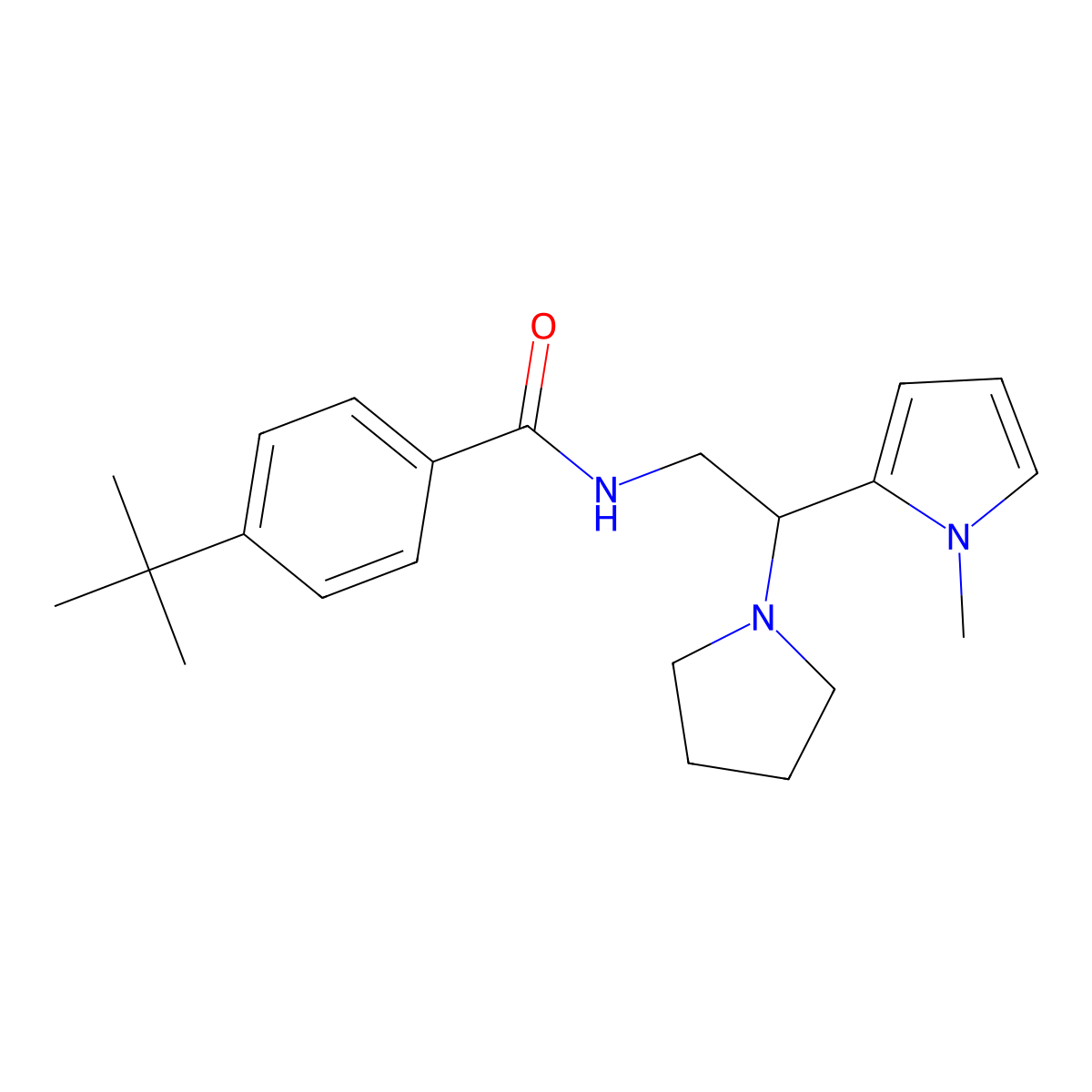 4-(tert-butyl)-N-(2-(1-methyl-1H-pyrrol-2-yl)-2-(pyrrolidin-1-yl)ethyl)benzamide molecular structure, CAS 1049358-58-8