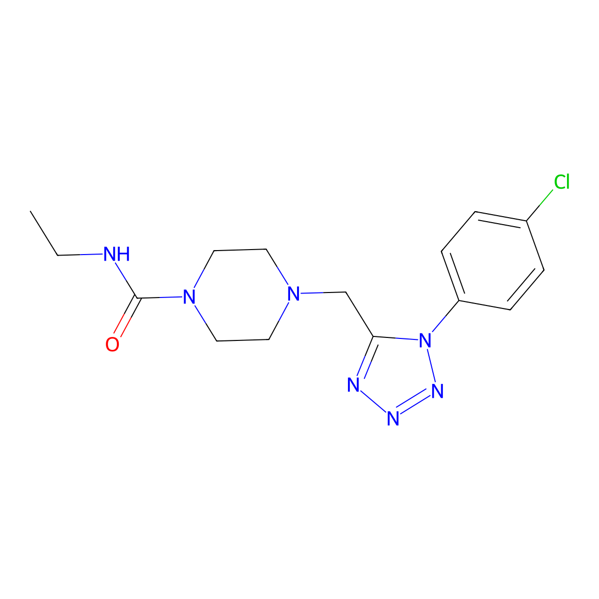 4-((1-(4-chlorophenyl)-1H-tetrazol-5-yl)methyl)-N-ethylpiperazine-1-carboxamide molecular structure, CAS 1049361-88-7