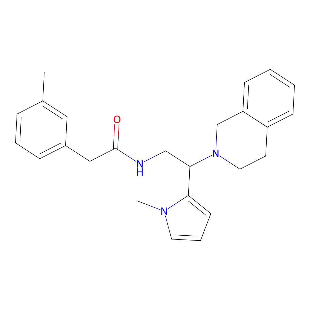 N-(2-(3,4-dihydroisoquinolin-2(1H)-yl)-2-(1-methyl-1H-pyrrol-2-yl)ethyl)-2-(m-tolyl)acetamide molecular structure, CAS 1049362-06-2
