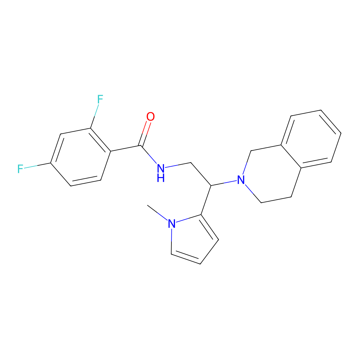 N-(2-(3,4-dihydroisoquinolin-2(1H)-yl)-2-(1-methyl-1H-pyrrol-2-yl)ethyl)-2,4-difluorobenzamide molecular structure, CAS 1049362-13-1
