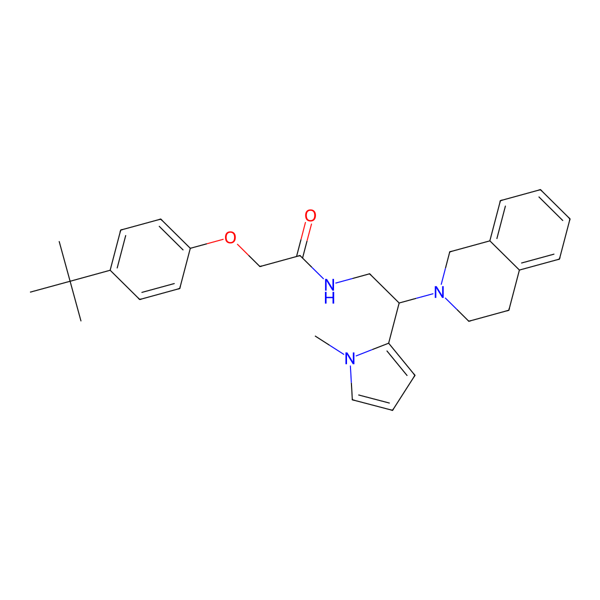 2-(4-(tert-butyl)phenoxy)-N-(2-(3,4-dihydroisoquinolin-2(1H)-yl)-2-(1-methyl-1H-pyrrol-2-yl)ethyl)acetamide molecular structure, CAS 1049362-27-7