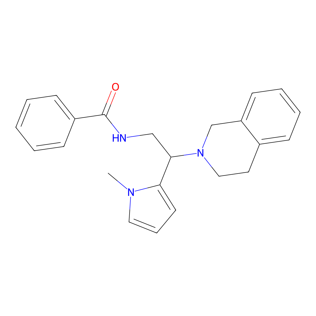 N-(2-(3,4-dihydroisoquinolin-2(1H)-yl)-2-(1-methyl-1H-pyrrol-2-yl)ethyl)benzamide molecular structure, CAS 1049362-57-3