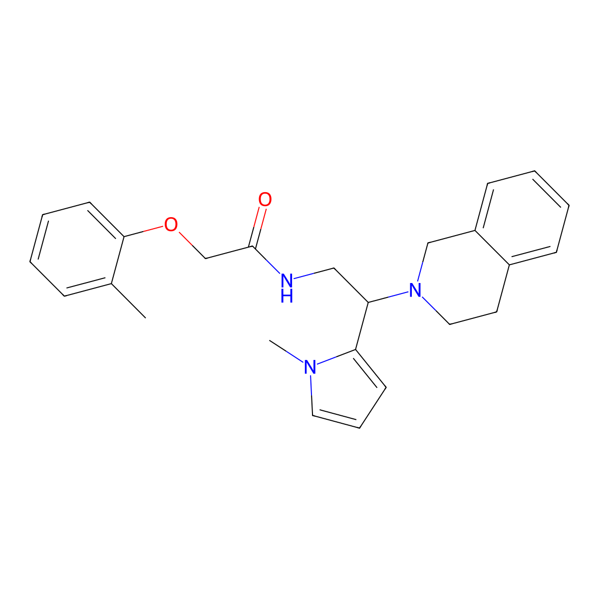 N-(2-(3,4-dihydroisoquinolin-2(1H)-yl)-2-(1-methyl-1H-pyrrol-2-yl)ethyl)-2-(o-tolyloxy)acetamide molecular structure, CAS 1049362-73-3