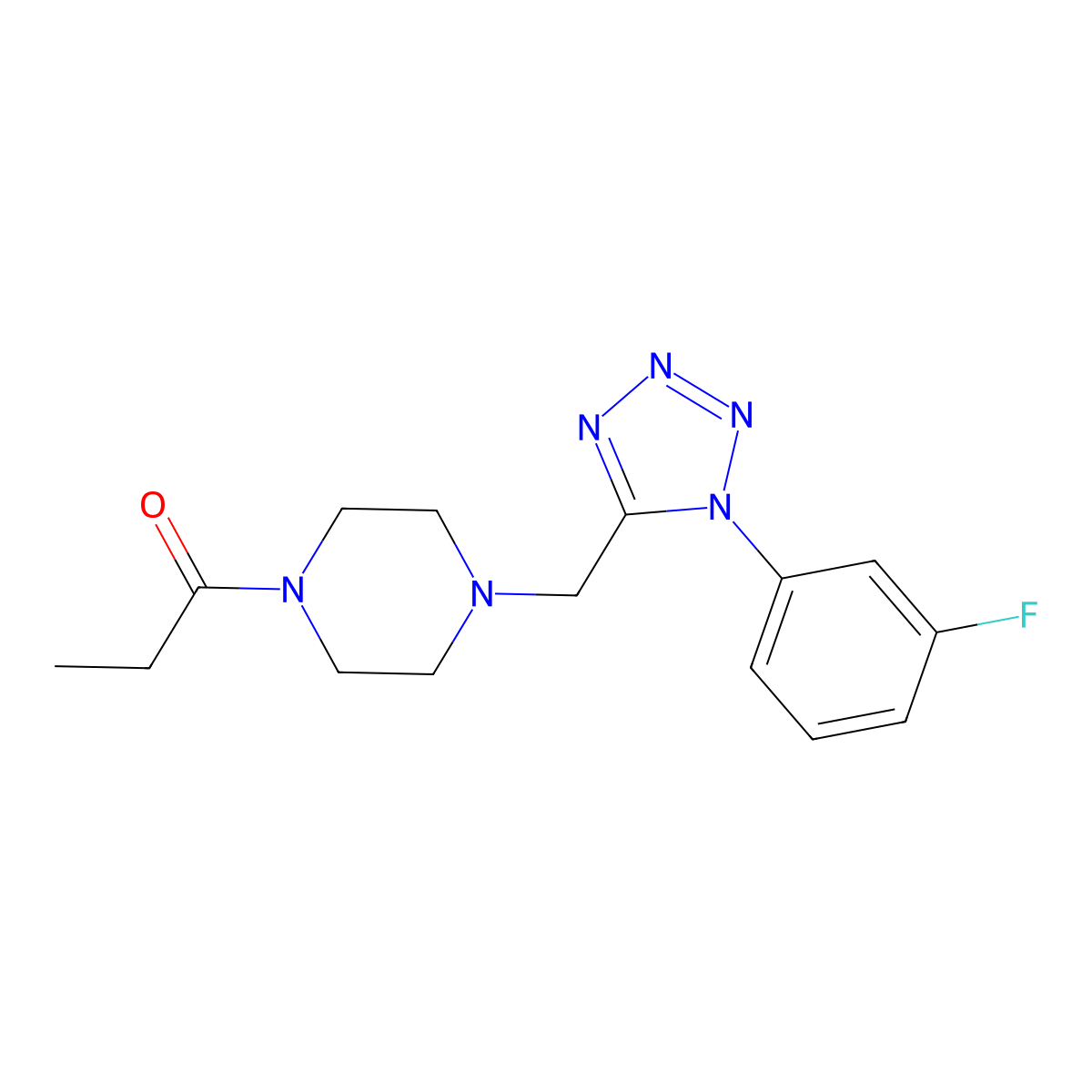 1-(4-((1-(3-fluorophenyl)-1H-tetrazol-5-yl)methyl)piperazin-1-yl)propan-1-one molecular structure, CAS 1049362-82-4