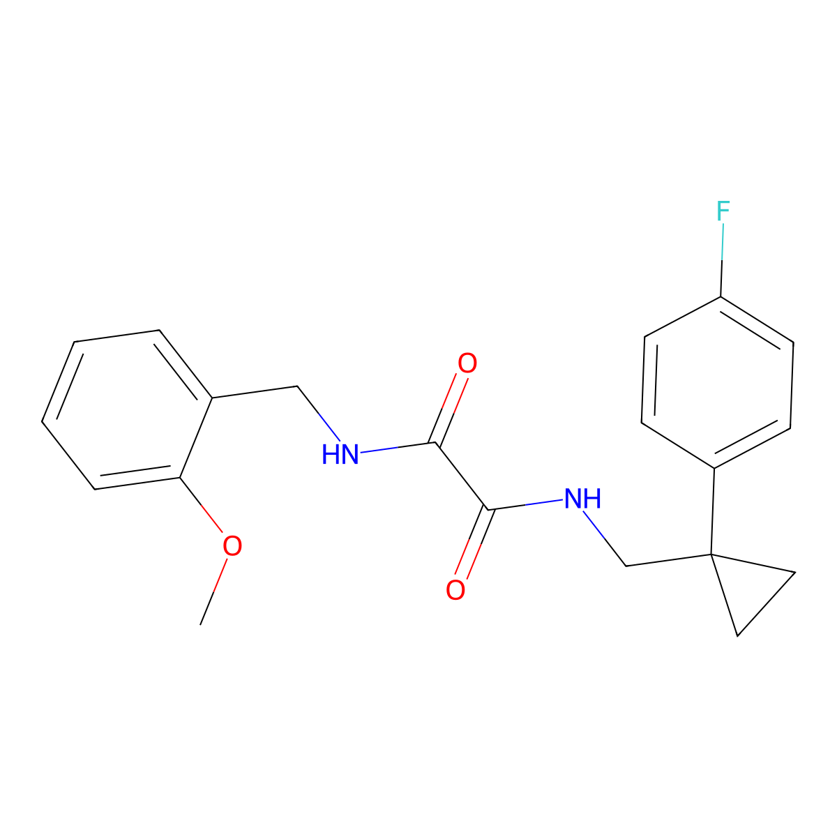 N1-((1-(4-fluorophenyl)cyclopropyl)methyl)-N2-(2-methoxybenzyl)oxalamide molecular structure, CAS 1049363-37-2