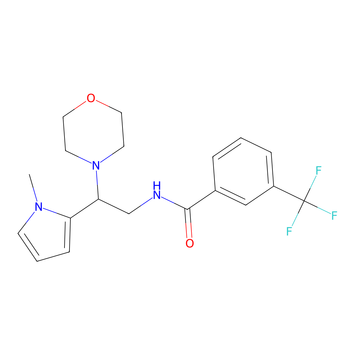 N-(2-(1-methyl-1H-pyrrol-2-yl)-2-morpholinoethyl)-3-(trifluoromethyl)benzamide molecular structure, CAS 1049363-62-3