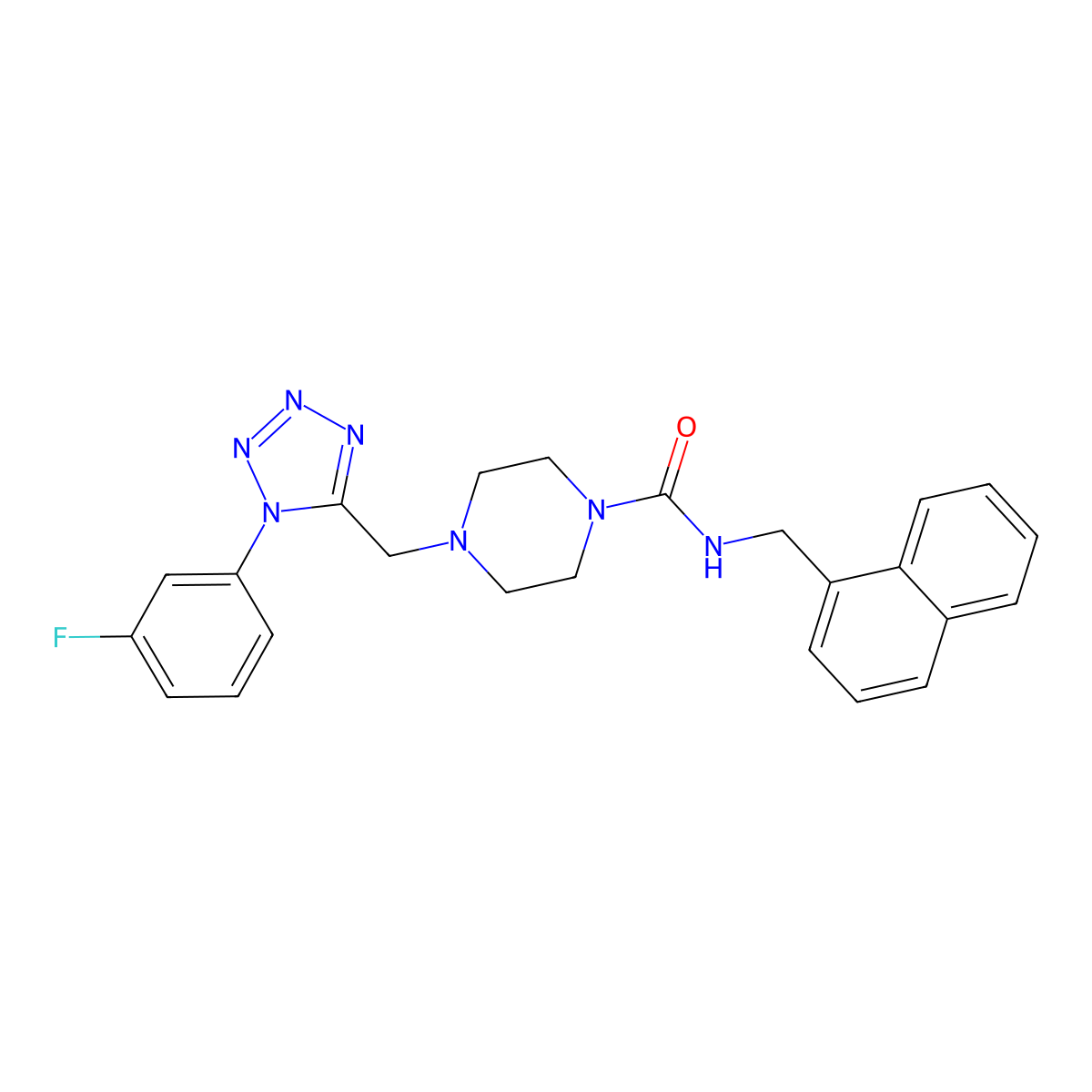4-((1-(3-fluorophenyl)-1H-tetrazol-5-yl)methyl)-N-(naphthalen-1-ylmethyl)piperazine-1-carboxamide molecular structure, CAS 1049363-73-6