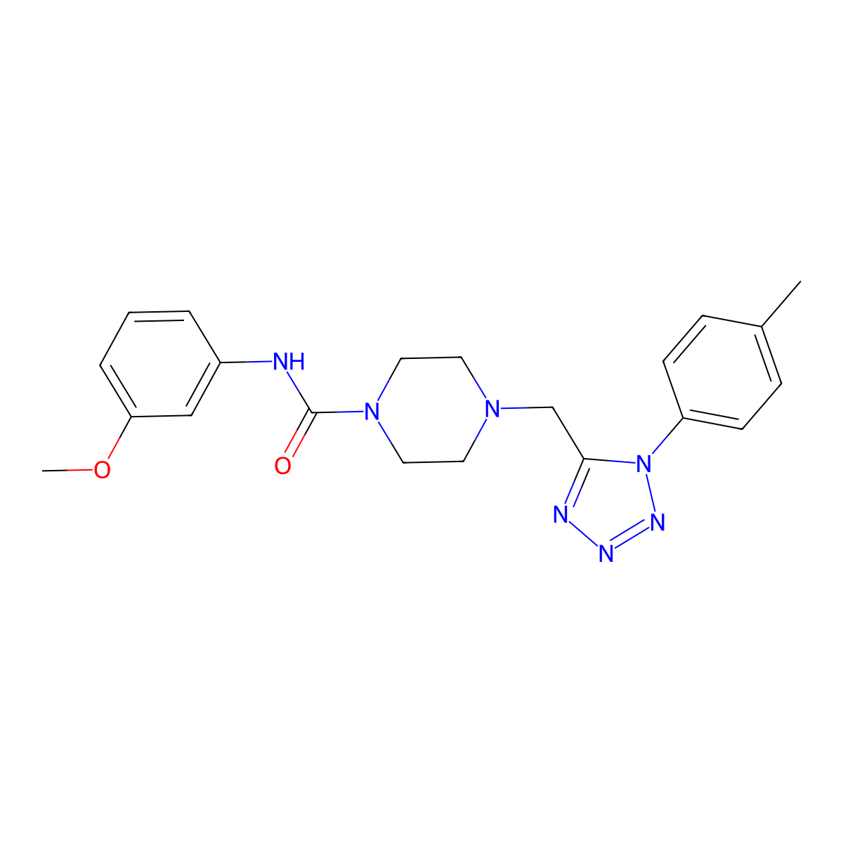 N-(3-methoxyphenyl)-4-((1-(p-tolyl)-1H-tetrazol-5-yl)methyl)piperazine-1-carboxamide molecular structure, CAS 1049364-44-4