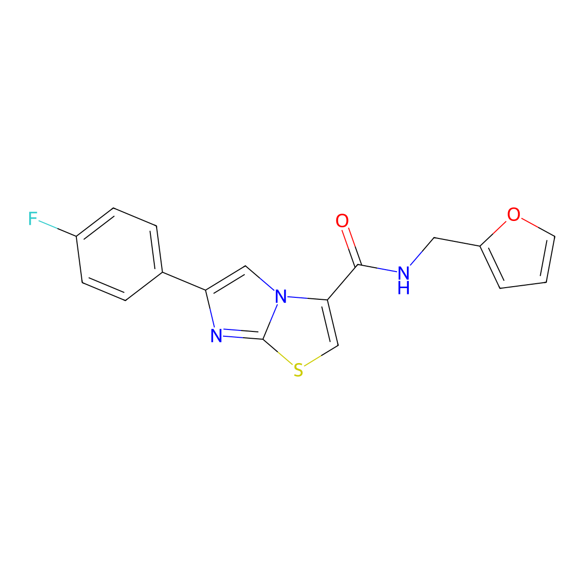 6-(4-fluorophenyl)-N-(furan-2-ylmethyl)imidazo[2,1-b]thiazole-3-carboxamide molecular structure, CAS 1049364-55-7