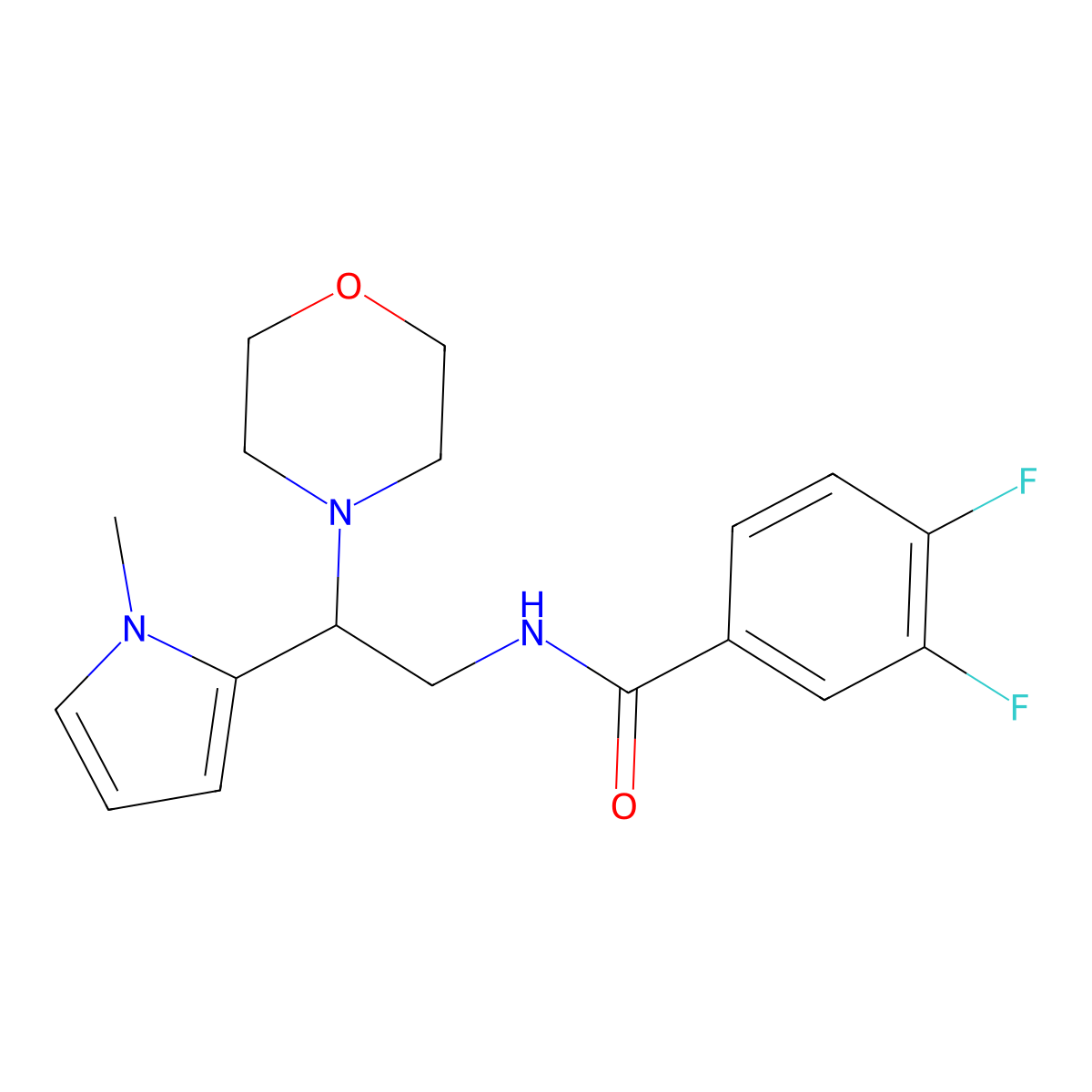 3,4-difluoro-N-(2-(1-methyl-1H-pyrrol-2-yl)-2-morpholinoethyl)benzamide molecular structure, CAS 1049364-88-6