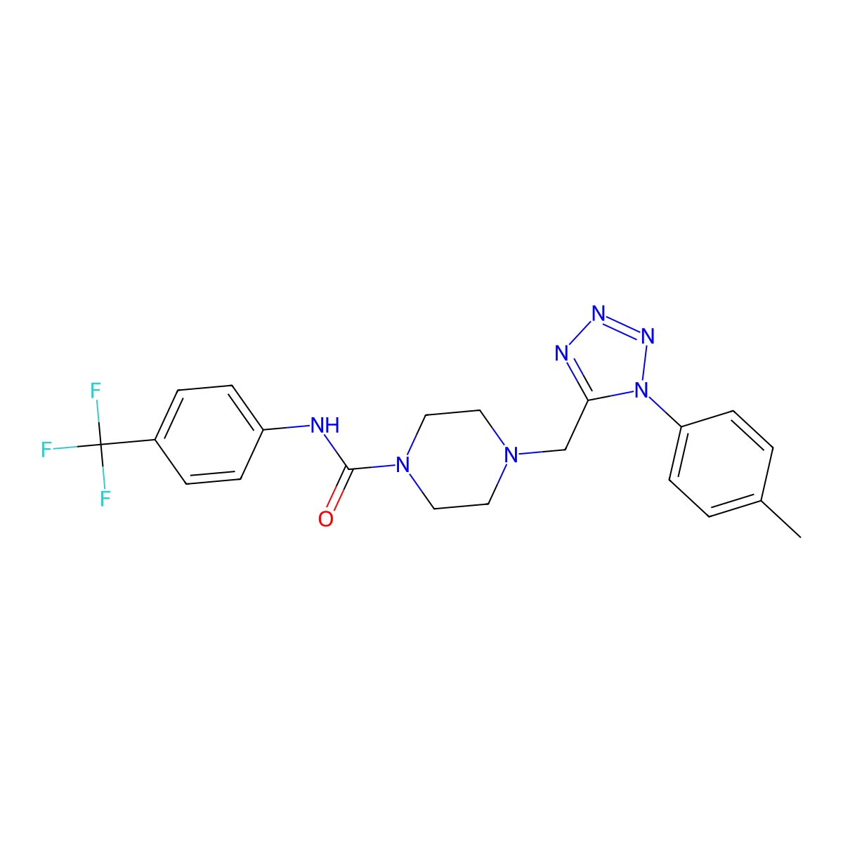 4-((1-(p-tolyl)-1H-tetrazol-5-yl)methyl)-N-(4-(trifluoromethyl)phenyl)piperazine-1-carboxamide molecular structure, CAS 1049365-15-2