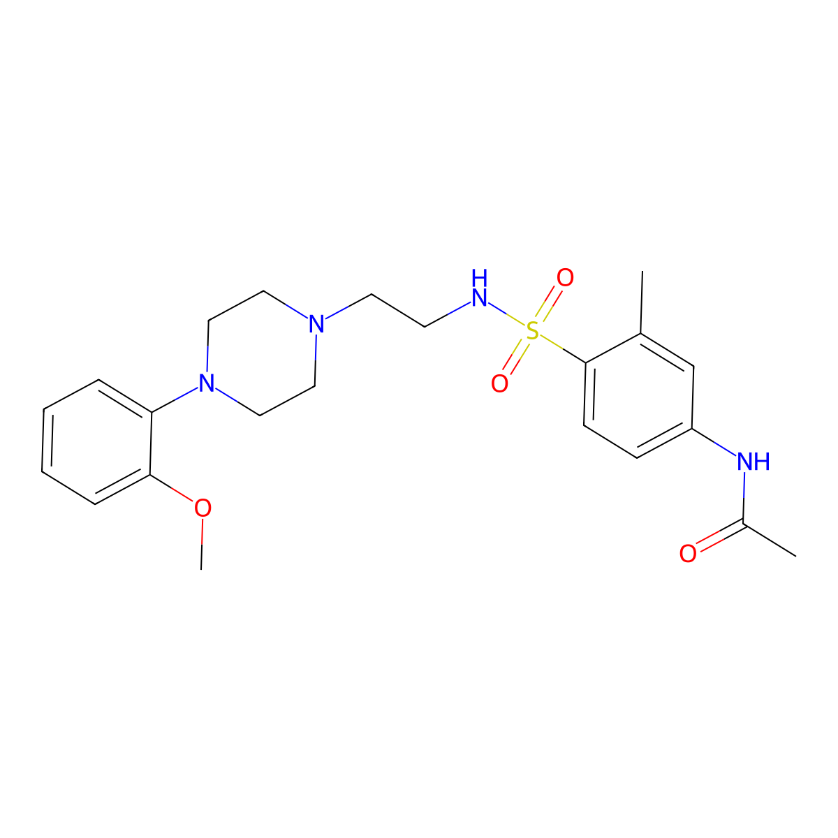 N-(4-(N-(2-(4-(2-methoxyphenyl)piperazin-1-yl)ethyl)sulfamoyl)-3-methylphenyl)acetamide molecular structure, CAS 1049365-26-5