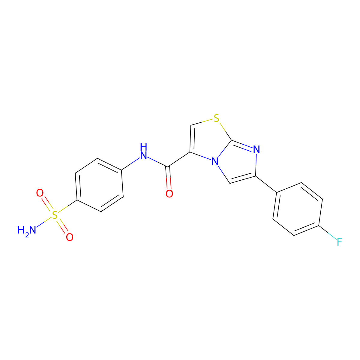 6-(4-fluorophenyl)-N-(4-sulfamoylphenyl)imidazo[2,1-b]thiazole-3-carboxamide molecular structure, CAS 1049365-38-9