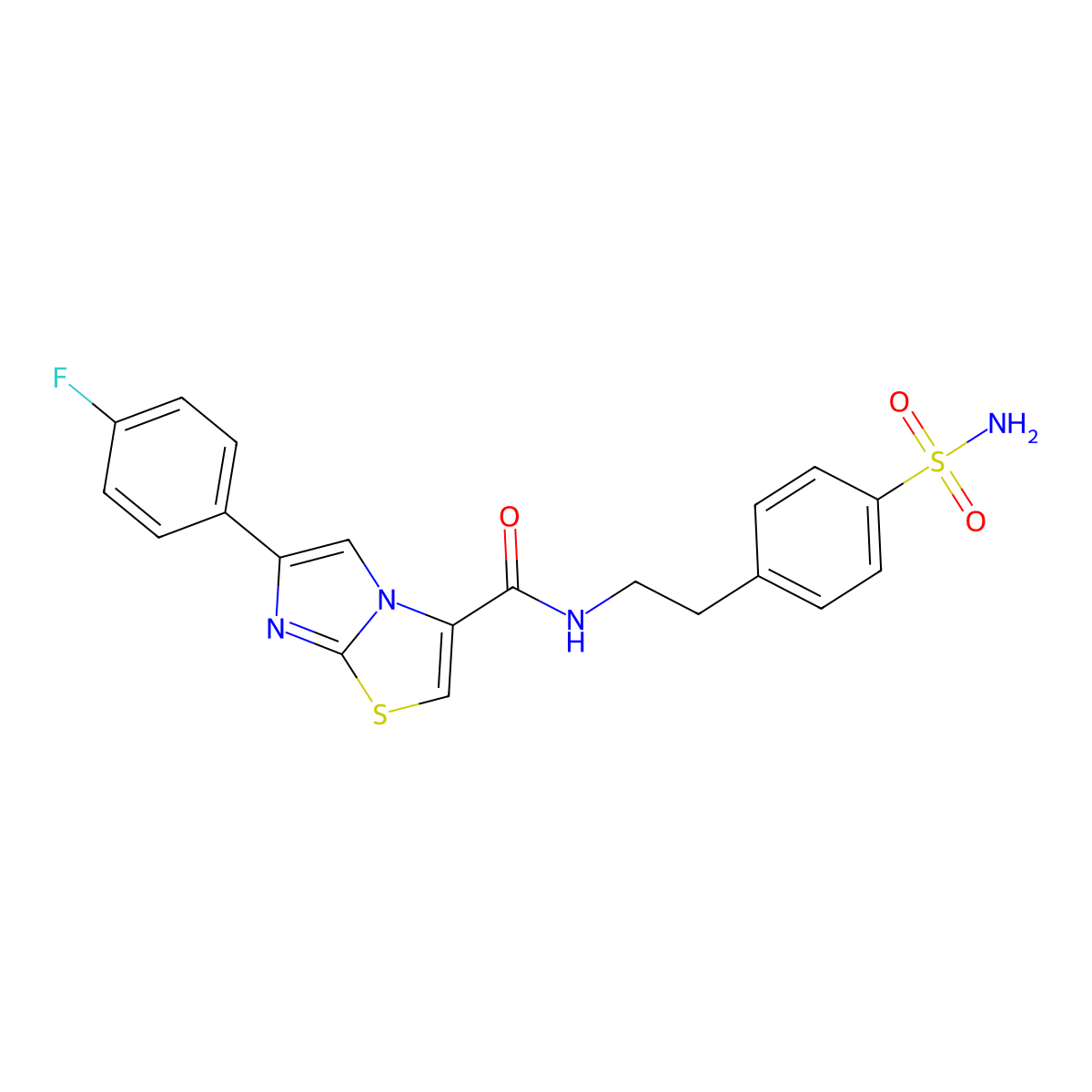6-(4-fluorophenyl)-N-(4-sulfamoylphenethyl)imidazo[2,1-b]thiazole-3-carboxamide molecular structure, CAS 1049365-45-8