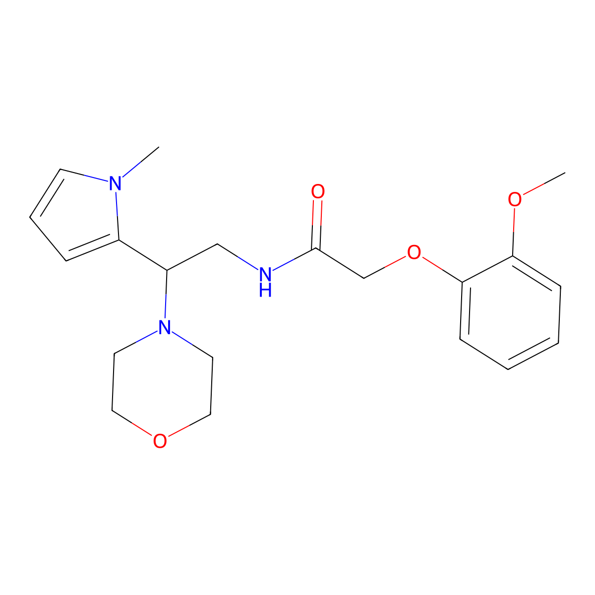 2-(2-methoxyphenoxy)-N-(2-(1-methyl-1H-pyrrol-2-yl)-2-morpholinoethyl)acetamide molecular structure, CAS 1049365-53-8